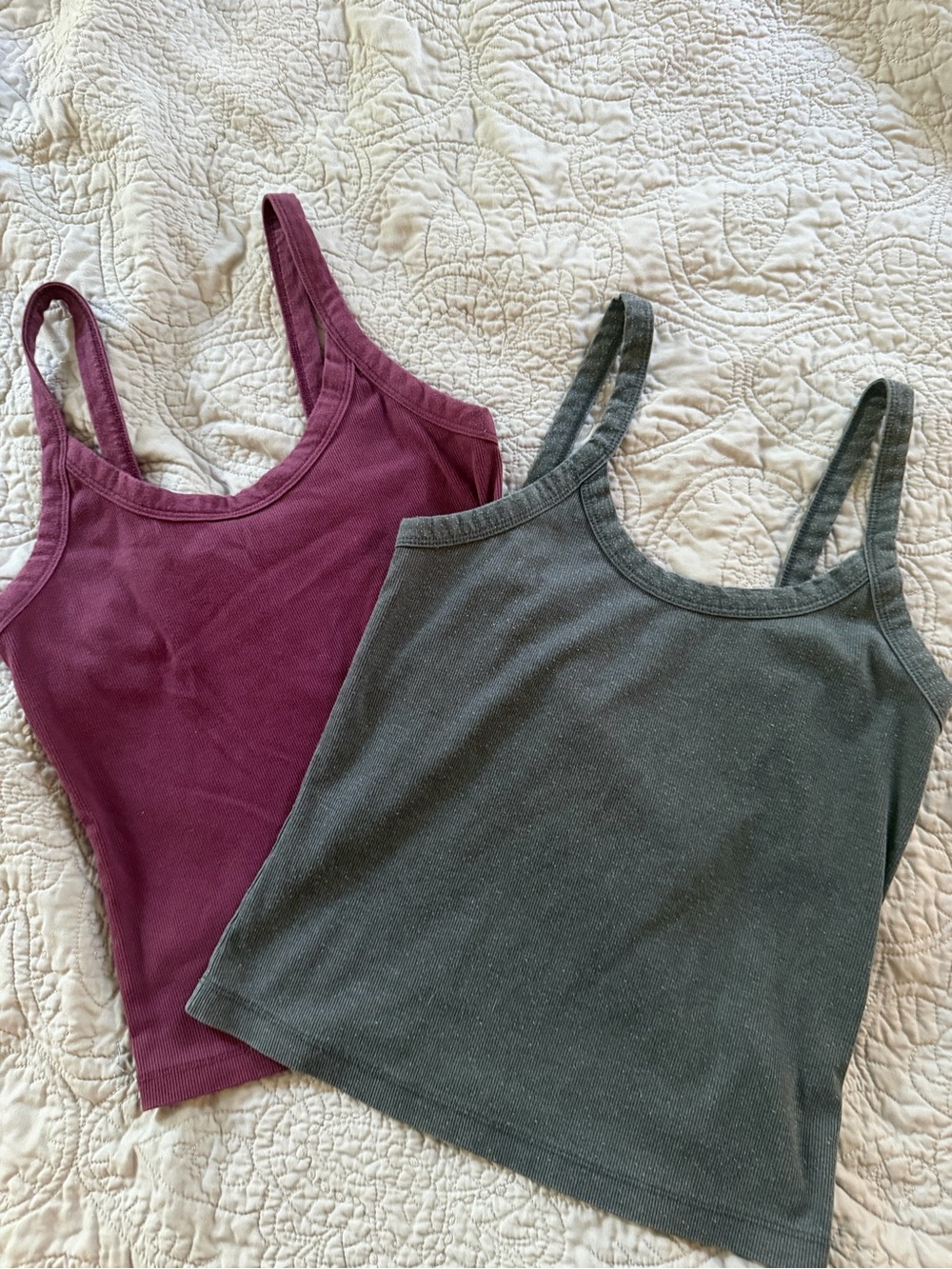 wild fable Ribbed Tank Duo - Wine & Charcoal Gray - Picture 1 of 3